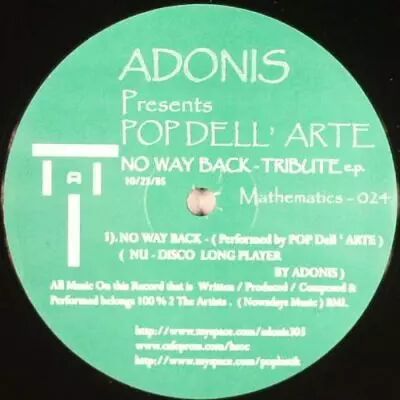 Adonis Presents Pop Dell Arte - No Way Back Tribute Ep
